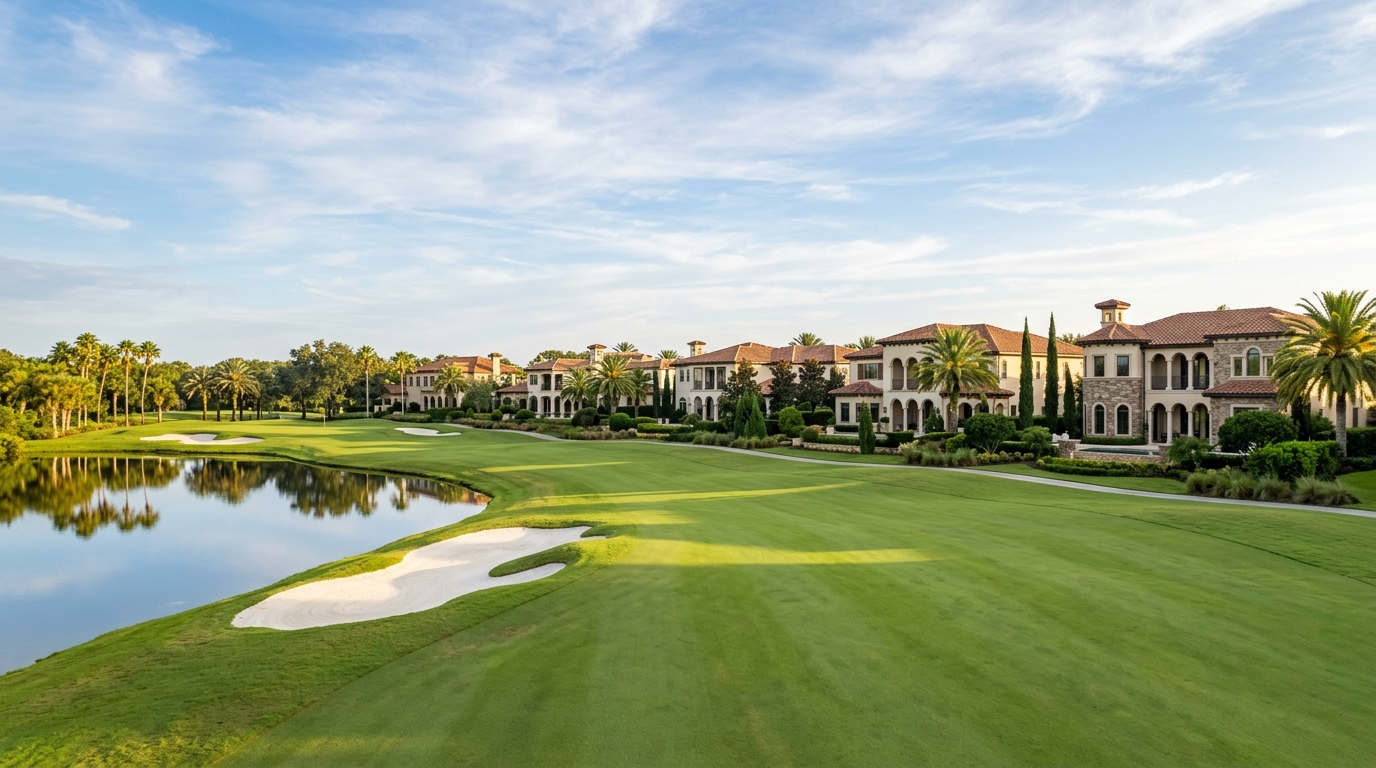 Luxury homes along a Lake Nona golf course fairway